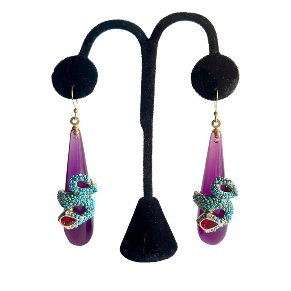 Kenneth Jay Lane Turquoise Snake Drop Earrings